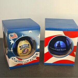 American Pride Police Christmas Ornament Set of 2